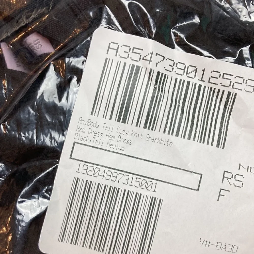 Anybody Black Cozy Knit Shark-bite Hem Dress